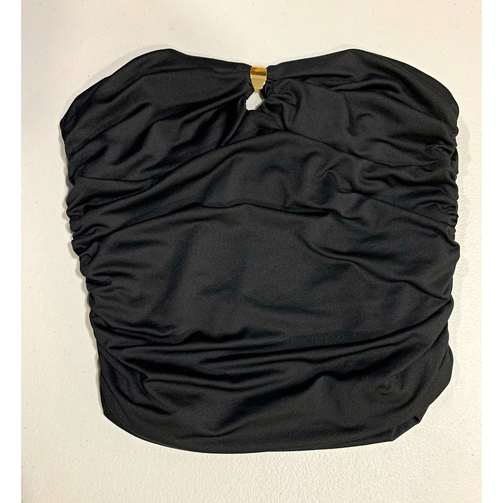Gaze USA Black Strapless Top Ruched Stretch Solid, Women's Size M